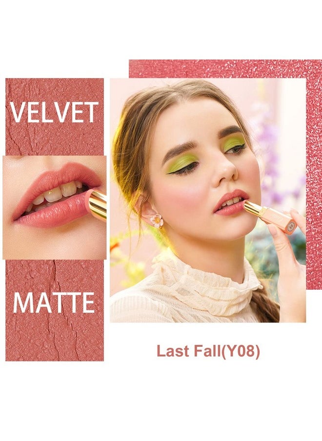 Oulac Nude Matte Lipstick For Women, Lipstick & Blush Duo, Peach Creamy Soft Satin Finish Lipsticks, Moisturising Formula, Rich Color Lightweight Lip Balm, Rose Oil, Vegan & Crueltyfree; 3.6G (Y08)  - Image 4