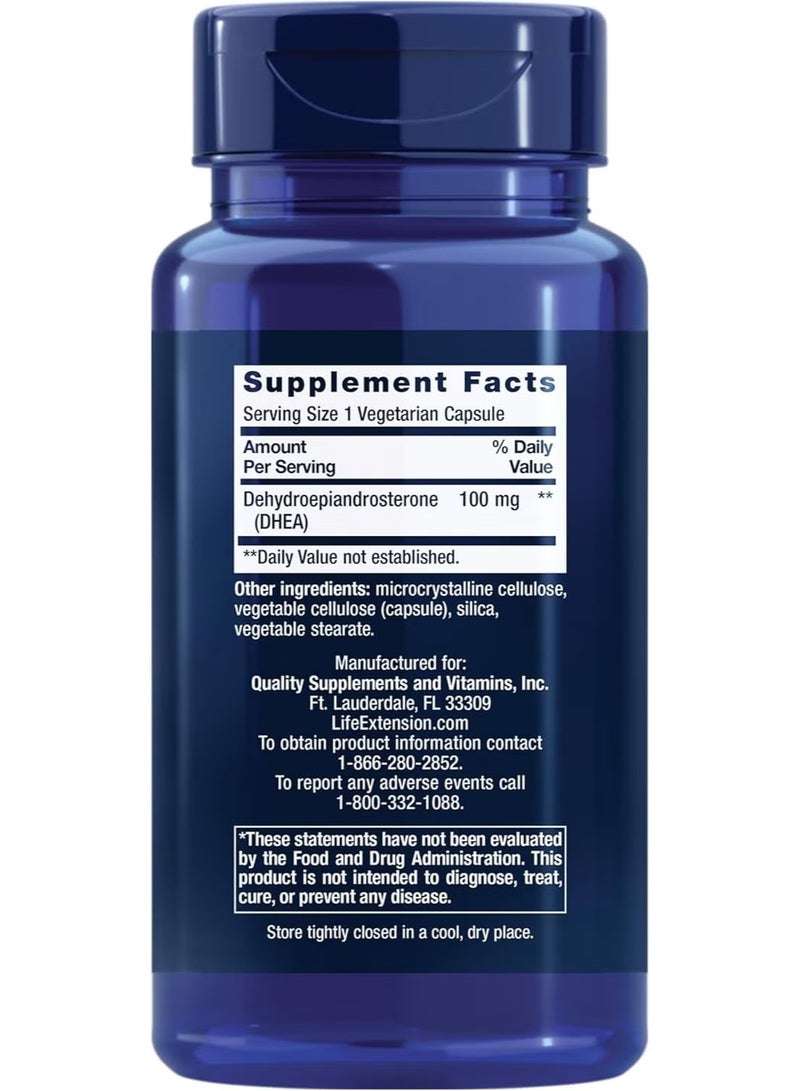 Life Extension, DHEA, 25 mg, 100 Vegetarian Tablets - Image 2