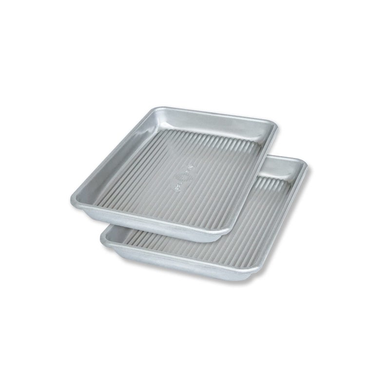USA Pan Bakeware Mini Sheet Baking Pan Warp Resistant with Nonstick Quick Release Coating Aluminzed Steel Set of 2
