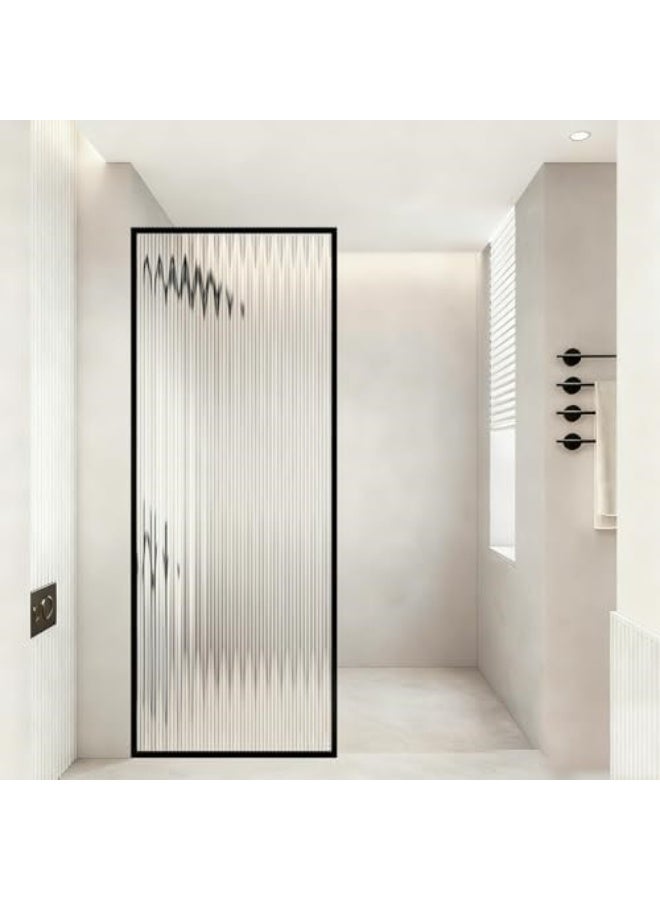 SS Shower Partition,8mm Striped Tempered Glass With Black Frame,Glass Shower Screen Eclosure For Modern Bathroom(80 * 200cm) - Image 2