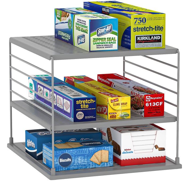 WANCHIY Upgraded Pantry Organizers and Storage Divided Compartment Holder for Foil and Plastic Wrap Organizer Kitchen Organizers and Storage for Aluminum Foil Wraps Box Organization and Storage