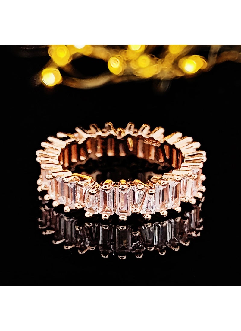 Generic - Luxury Full Diamond Zirconia Ring for Women Unique Style Copper Material Geometric Design Fashionable Accessory R5093 rose gold - Image 1