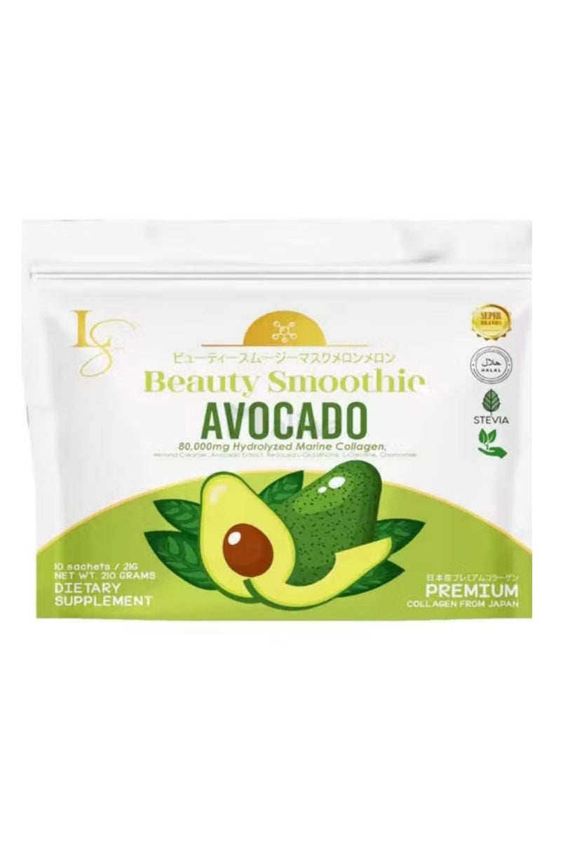 Luxe Slim Avocado Beauty Smoothie Collagen Drink 10 Sachets - Image 1