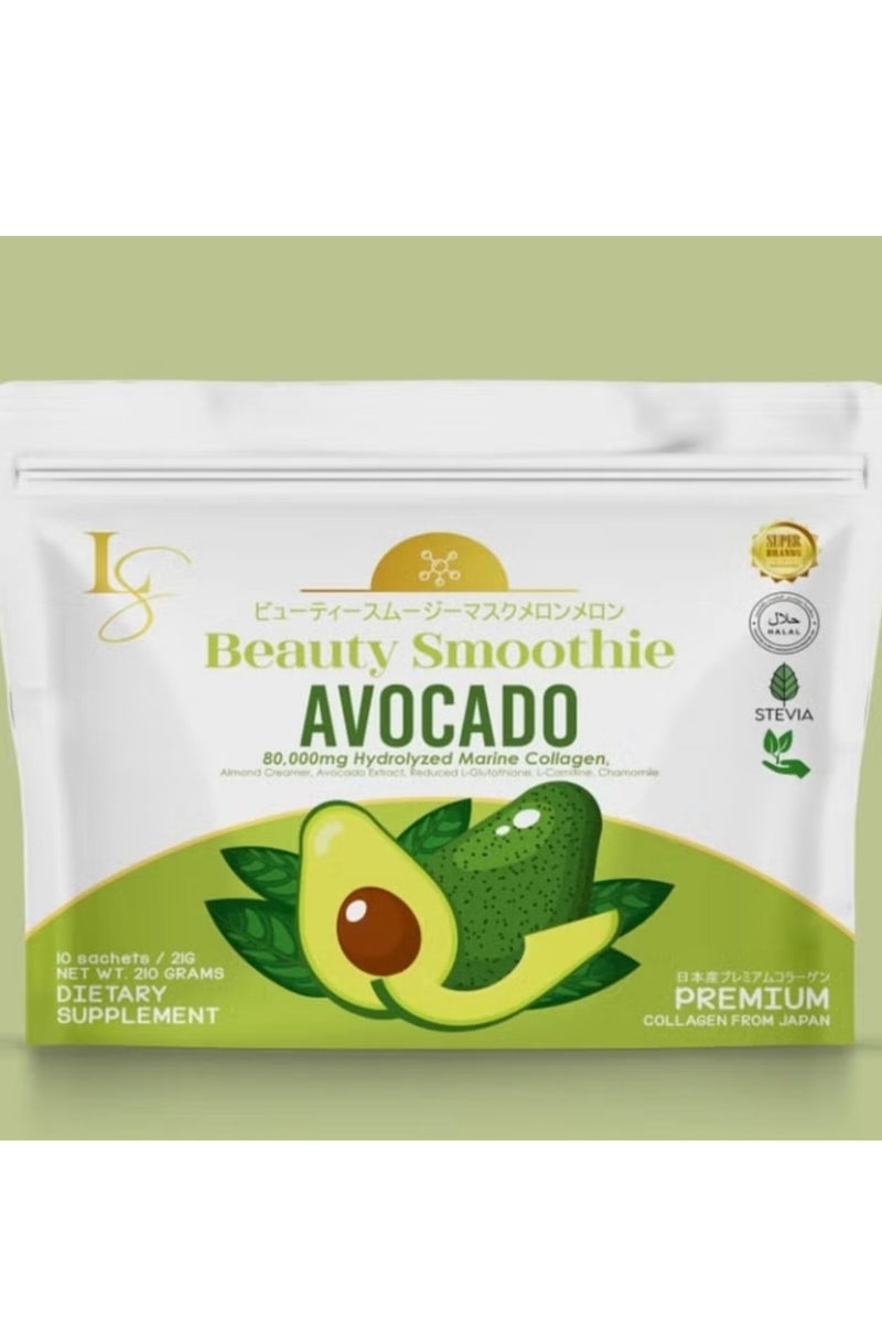 Luxe Slim Avocado Beauty Smoothie Collagen Drink 10 Sachets - Image 2