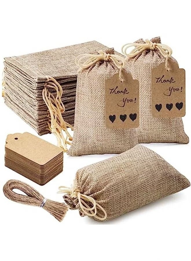 rocooart 25Pcs Premium Burlap Gift Bags With Drawstring And Gift Tags  - Image 1