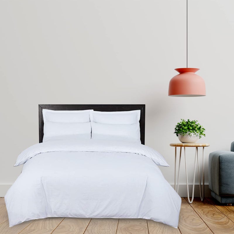 طقم غطاء لحاف DTEX HOMES 100% قطن جودة فندقية 800 خيط طقم لحاف مع أغطية وسائد سهل العناية وناعم للغاية فخامة سرير سوبر كين أبيض سوبر كين