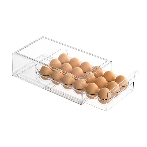 Ettori BPA Free Refrigerator Organizer Bins, Stackable Egg Holder, 18 Egg Tray - Image 3