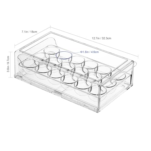 Ettori BPA Free Refrigerator Organizer Bins, Stackable Egg Holder, 18 Egg Tray - Image 5