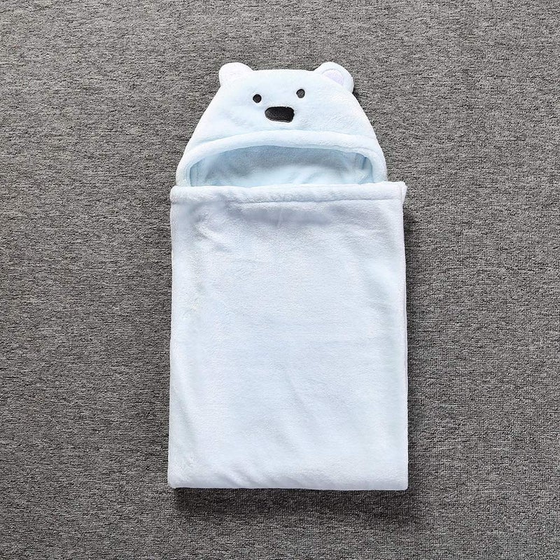 stylishbaby Hugging Bear Design Poncho Wrap Bathrobe Free Size Blanket (Free Size, Blue) - Image 2
