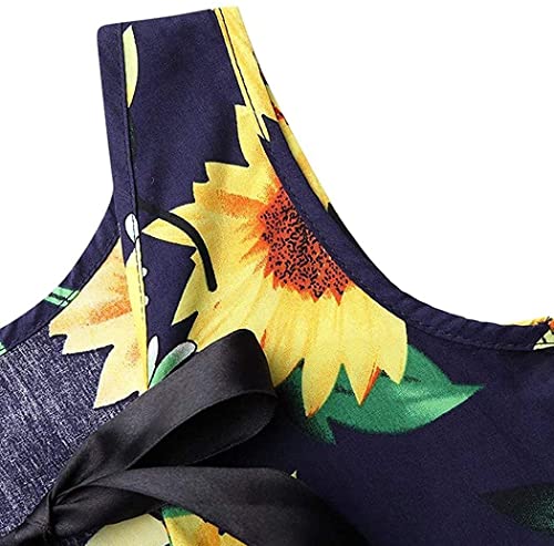 CM-Kid Girls Dress Kid Floral Sleeveless Sunflower Dresses Cotton Sundress Party Dresses for Girls 4-5 Years - Image 4