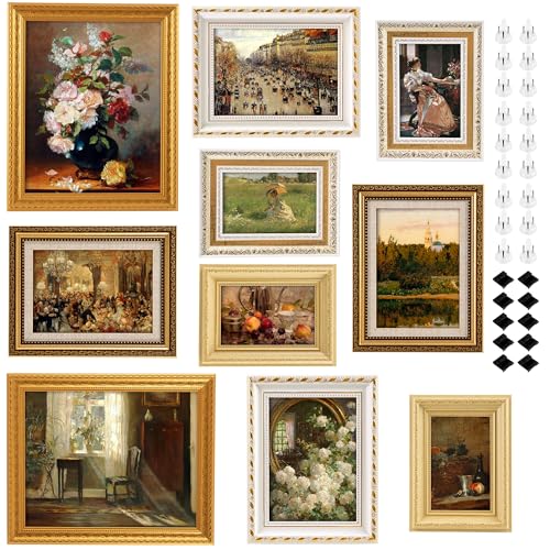 HAOPENGYOU 10-Pack Vintage Picture Frames Set - Ornate Antique-Style Wall & Tabletop Photo Frames for Gallery, Bedroom, Living Room Decor, No Photos Included (Vintage) - Image 1
