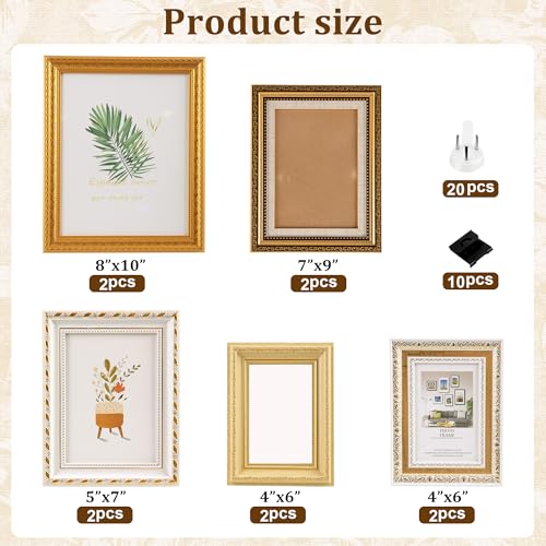 HAOPENGYOU 10-Pack Vintage Picture Frames Set - Ornate Antique-Style Wall & Tabletop Photo Frames for Gallery, Bedroom, Living Room Decor, No Photos Included (Vintage) - Image 3
