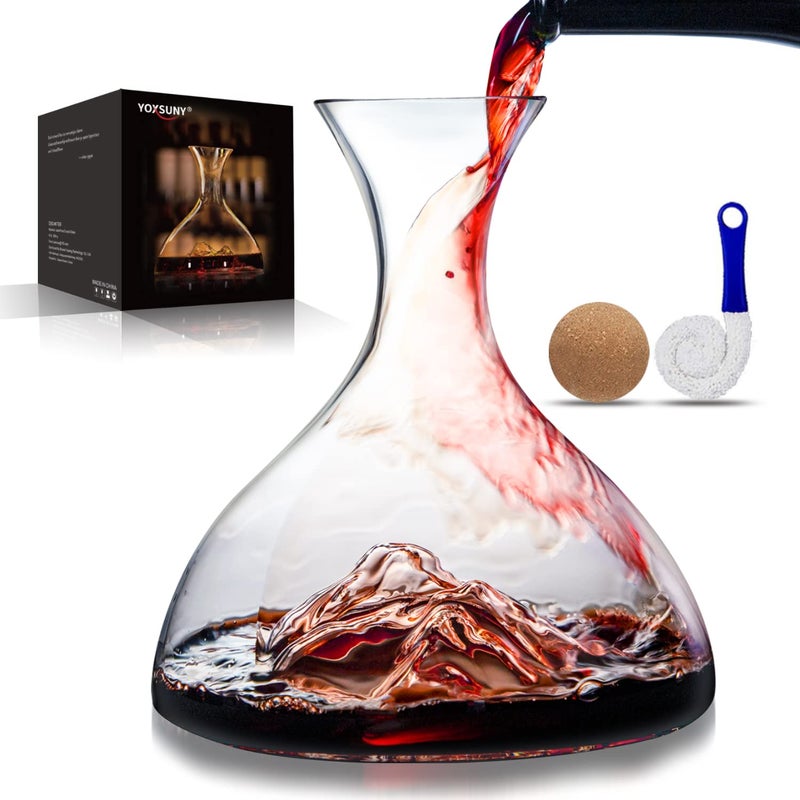 YOXSUNY YOXSUNY Iceberg Wine Decanter  Elevate Your Wine Experience with a Touch of Elegance 1800ml LeadFree Crystal Decanter Hand Blown Includes Cleaning Brush  Cork Stopper 