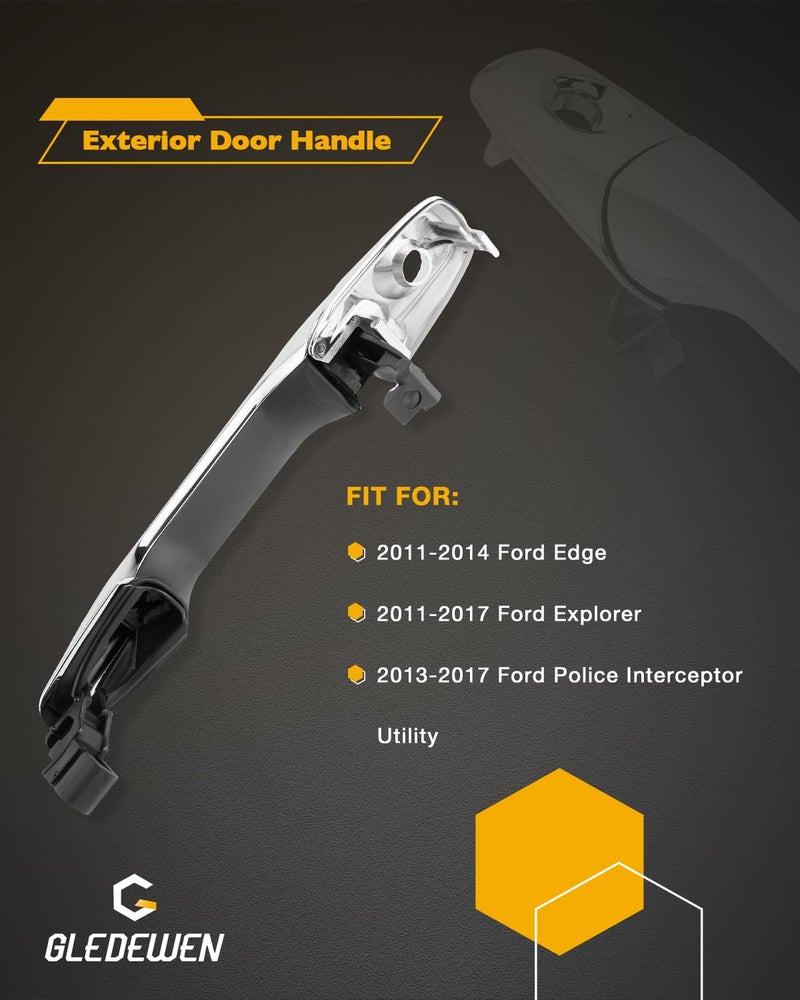 Gledewen Driver Door Handle with Key Hole, Compatible with 2011-2017 Ford Edge & Explorer & Police Interceptor Utility, Exterior Front Left Side | Replaces# BA1Z-78218A14-A BB5Z7822404BA Outside Handle - Image 2