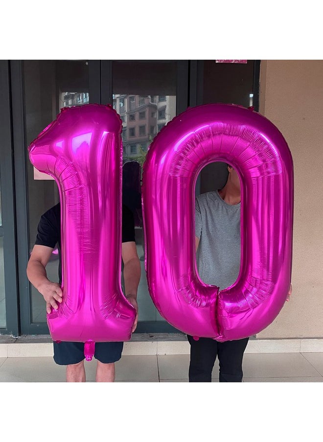 JONHAMWELBOR 10 Balloon Number Hot Pink Jumbo Giant Big Large Number 10 Foil Mylar Balloons Sweet 10Th Birthday Party Anniversary Decorations Supplies For Girl Balloon 40 Inch  - Image 4