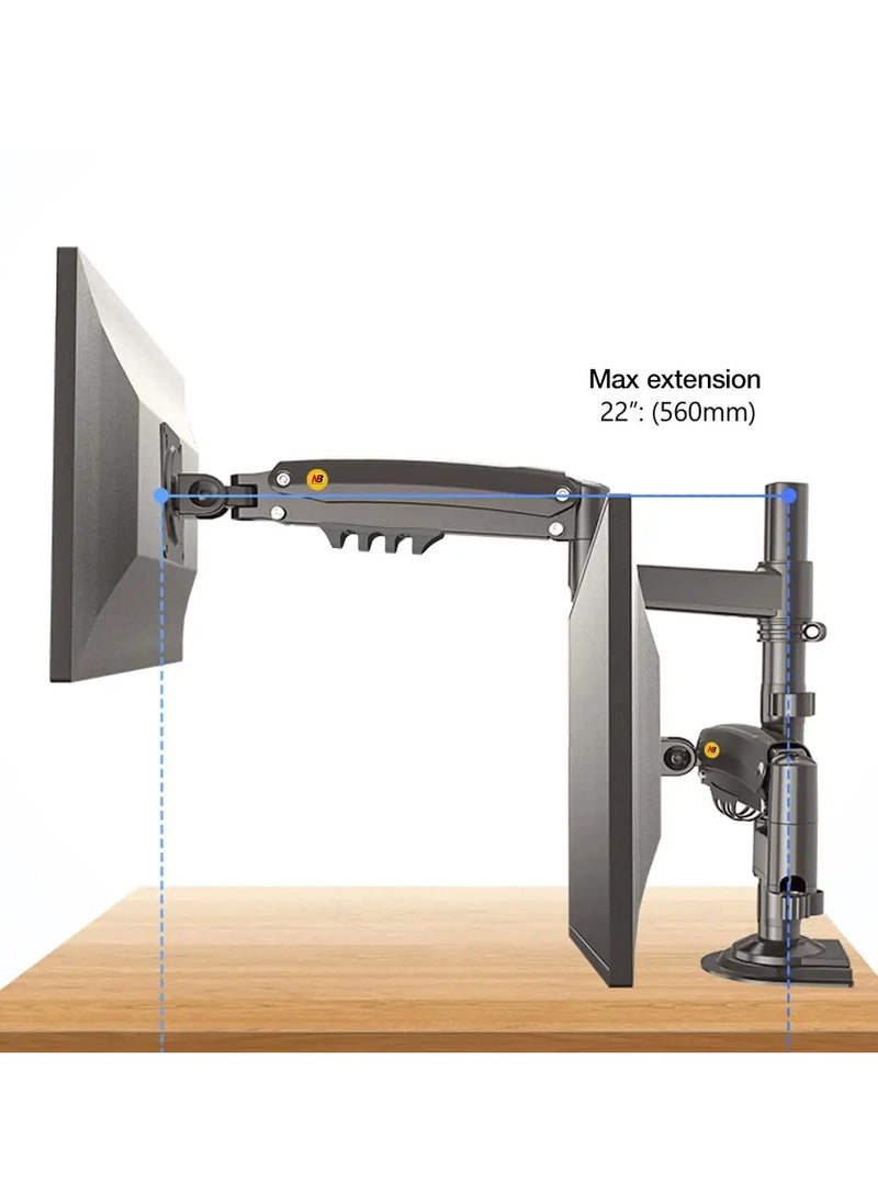 NB ERGONOMIC NB ERGONOMIC Dual Monitor Desk Mount Stand Full Motion Swivel Computer Monitor Arm Fits Two Screens up to 27'' NB H180  - Image 5