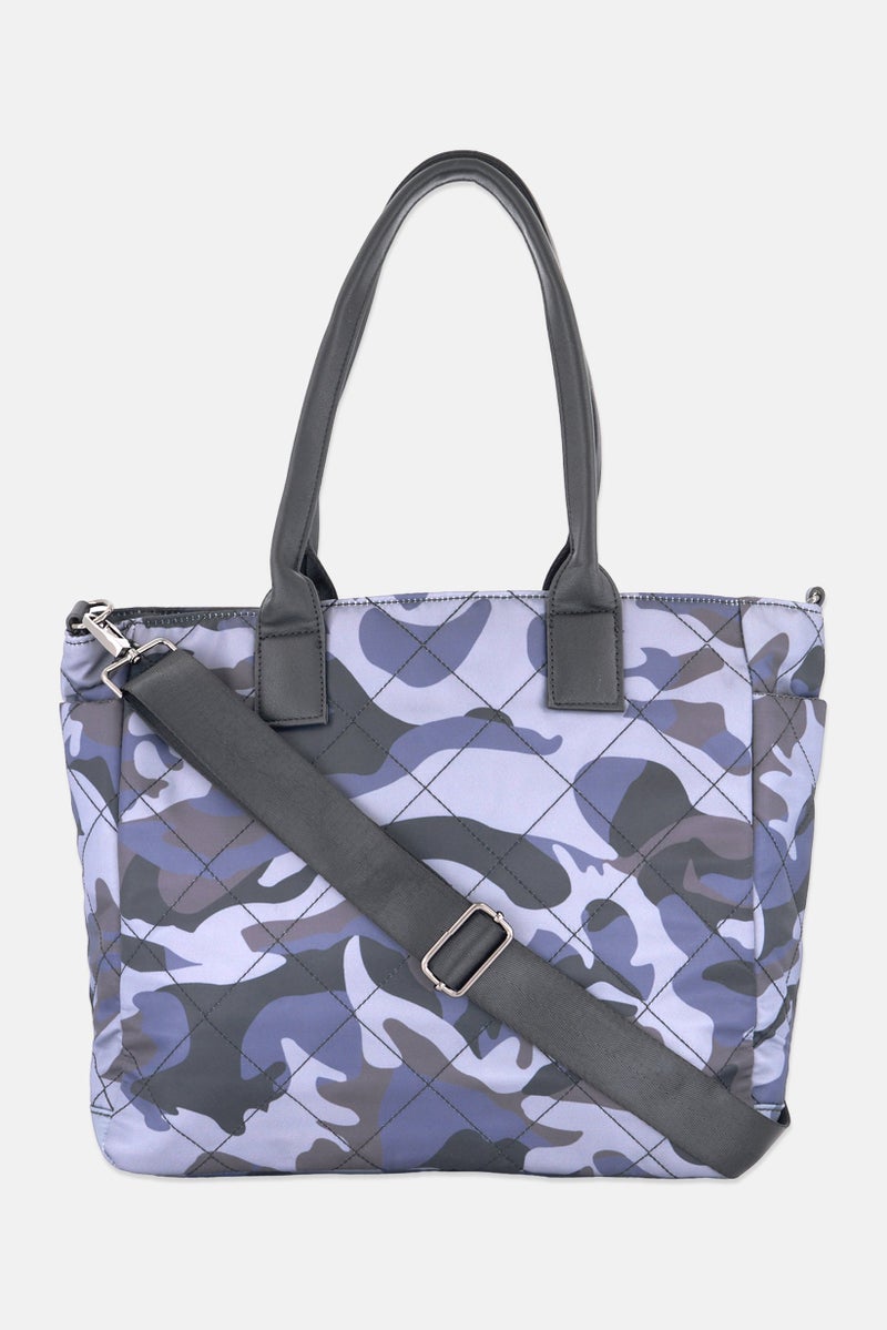 Sol and Selene Women Camouflage Totes Bag 33 L x 30 H x 14 W cm, Grey  - Image 1
