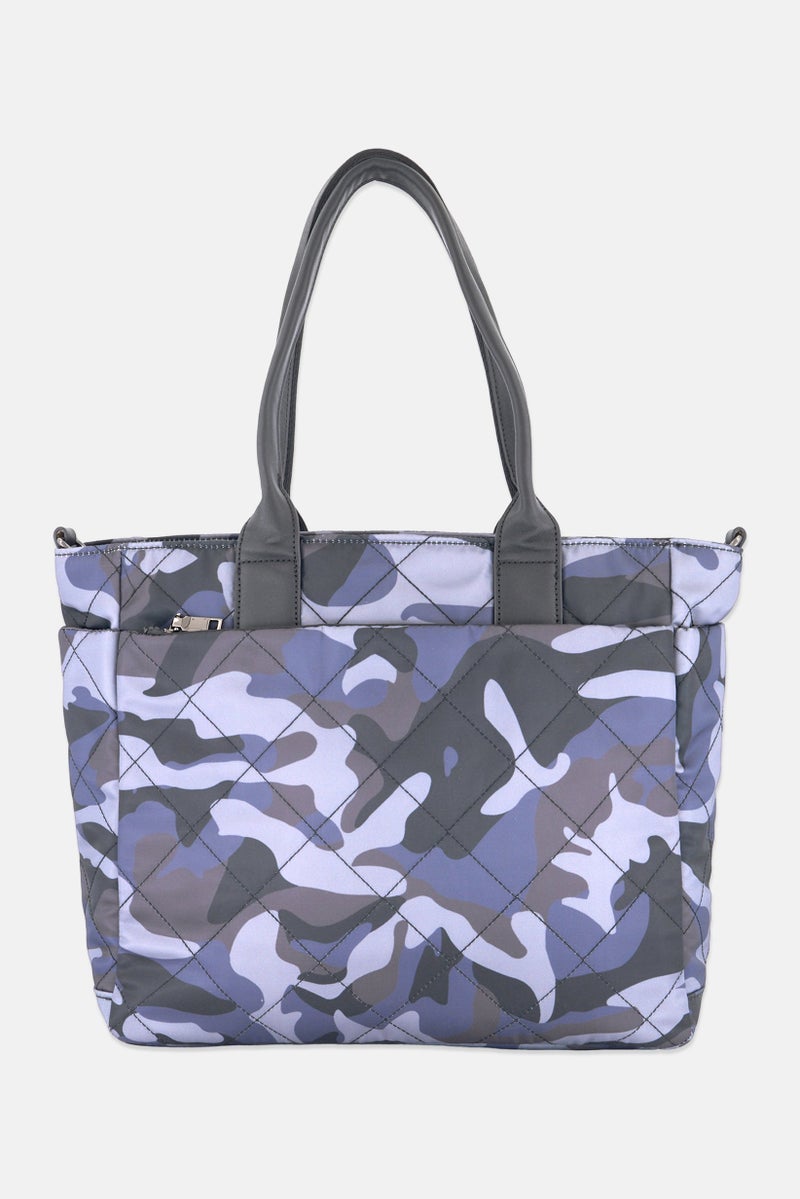 Sol and Selene Women Camouflage Totes Bag 33 L x 30 H x 14 W cm, Grey  - Image 3