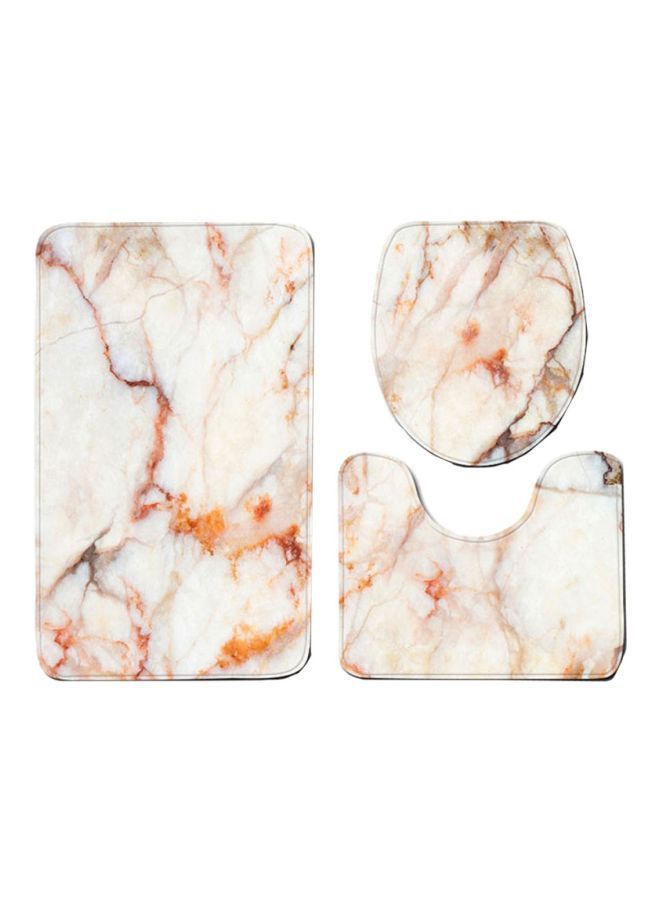 NIBEMINENT 3-Piece Ditan Toilet Mat Set Multicolour Rectangular Shape (75x45), U-Shaped Foot (45x37.5), Cover (45x35)cm