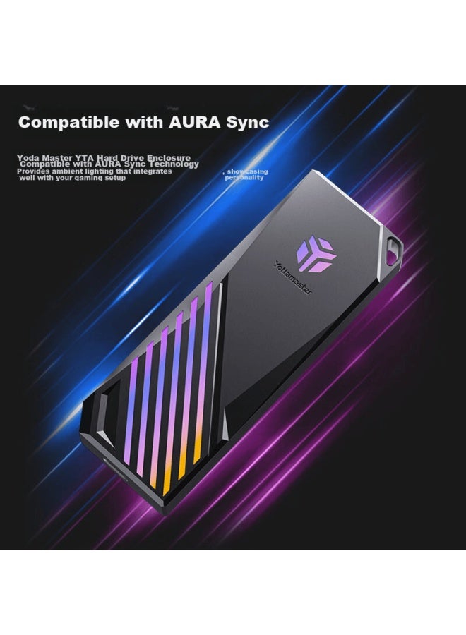 Yottamaster M.2 Hard Drive Enclosure, Nvme Portable Hard Drive Enclosure, Rgb Synchronized Light, Type-c 3.2 Interface, 10gbps External Case, Suitable For Black Myth: Wukong And Laptops - Image 2