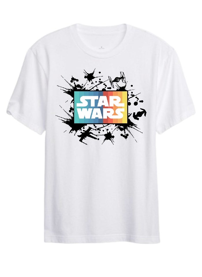 LOUD UNIVERSE Star Wars Graphic T-Shirt, White, Short Sleeve, Crew Neck  - Image 1