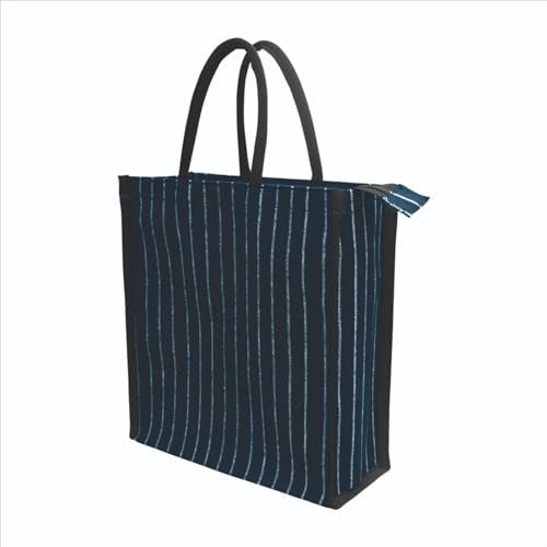 SHIBUI Eco-Friendly Canvas Lunch Bag with Tiffin Box Holder, Zipper Closure, and Reinforced Handle - Unisex. (Navy, 1) - Image 1