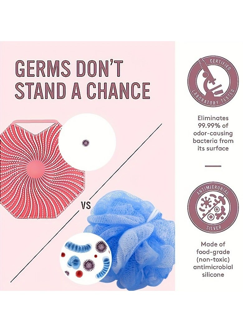 1pc,Silicon Bathing Brush for Body Exfoliating(pink) - Image 3