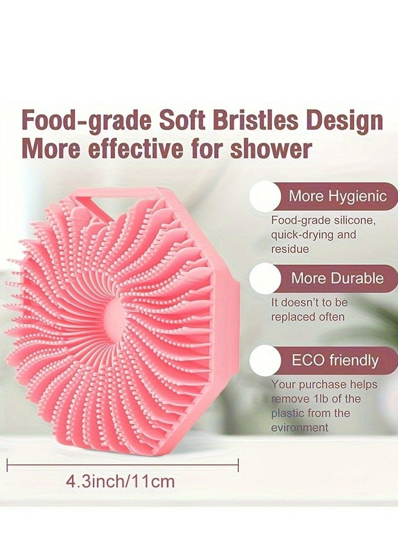 1pc,Silicon Bathing Brush for Body Exfoliating(pink) - Image 1