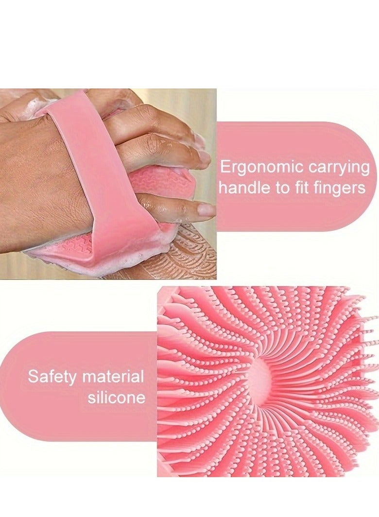 1pc,Silicon Bathing Brush for Body Exfoliating(pink) - Image 2