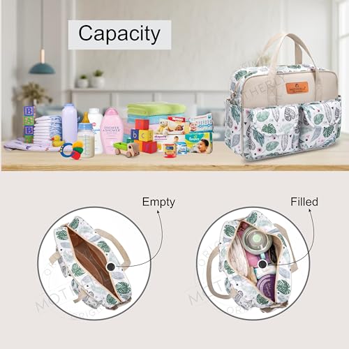 Motherly Grace Tote Diaper Bag for Mothers for Travel with Changing Mat and 6-Month Warranty | Maternity Hospital Bag for Newborn | Water-Resistant Baby Bag for mom -Green Leaf - Image 3