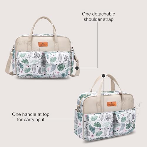 Motherly Grace Tote Diaper Bag for Mothers for Travel with Changing Mat and 6-Month Warranty | Maternity Hospital Bag for Newborn | Water-Resistant Baby Bag for mom -Green Leaf - Image 4