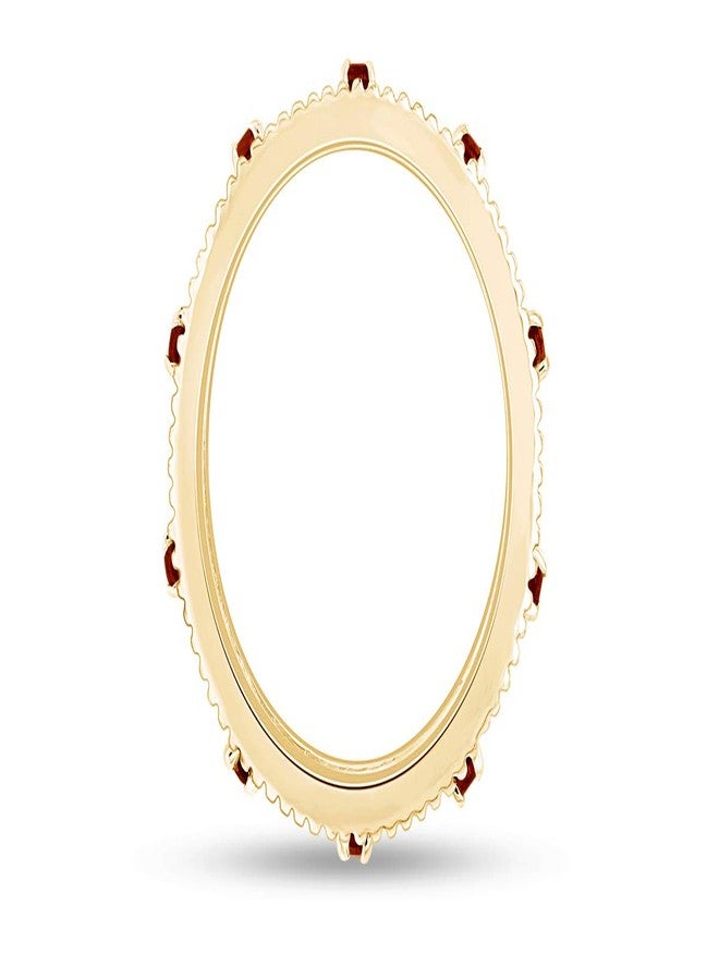 AFFY Filigree Eternity Wedding Band Ring for Women, Round Simulated Gemstone Garnet Stackable Promise Ring, 14K Yellow Gold Plated 925 Sterling Silver Band Width 3.5mm, Jewelry Gift for Her, Size-6 - Image 2