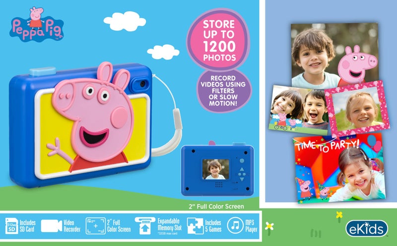 eKids Peppa Pig Kids Camera with SD Card, Digital Camera for Kids with Video Recording and Built-in Digital Stickers (Peppa Pig) - Image 3
