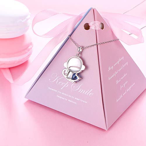 FLYOW 925 Sterling Silver Cute Animal Heart CZ Wise Monkey Hold Heart Charm Pendant Necklace Jewelry for Women Mom Friends Her, 18 inch - Image 4