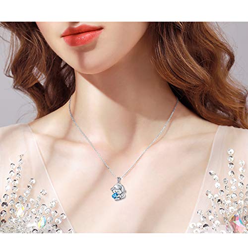 FLYOW 925 Sterling Silver Cute Animal Heart CZ Wise Monkey Hold Heart Charm Pendant Necklace Jewelry for Women Mom Friends Her, 18 inch - Image 2