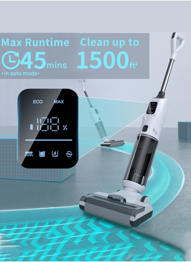 isweep - All In One Wet and Dry Cordless Vacuum Cleaner and Mop, 15kpa/170W,LCD Display, 45min Runtime, Voice Prompt,Multi-Surface Cleaning,Mop Vacuum Cleaner for Hard Floor, with Smart Control & Self-Cleaning System - Image 1