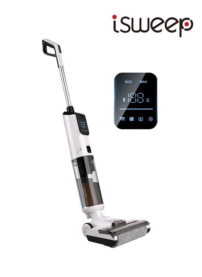 isweep - All In One Wet and Dry Cordless Vacuum Cleaner and Mop, 15kpa/170W,LCD Display, 45min Runtime, Voice Prompt,Multi-Surface Cleaning,Mop Vacuum Cleaner for Hard Floor, with Smart Control & Self-Cleaning System - Image 1
