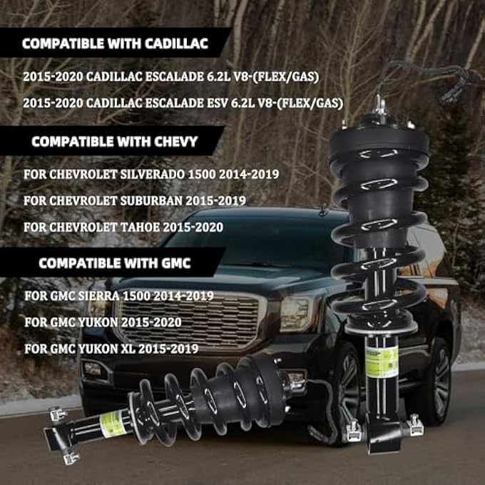 ريحني مجموعة كاملة من الدعامات الأمامية وممتص الصدمات 84176631 84977478، قطعتان من نظام التعليق المغناطيسي للتحكم في الركوب، متوافق مع سيارات كاديلاك إسكاليد وشيفروليه تاهو وسوبربان وجي إم سي يوكون إكس إل موديلات 2015-2020 - Image 3