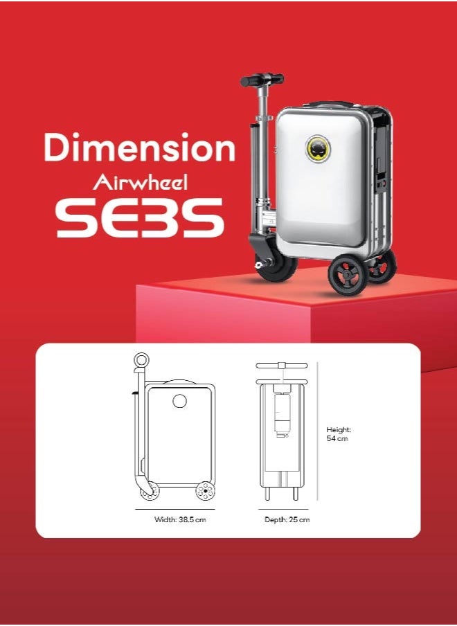 Airwheel - SE3S - Electric Luggage Scooter - Silver | Smart Riding Suitcase with Removable Battery, Airwheel Luggage | Official Dealer in UAE - Image 1