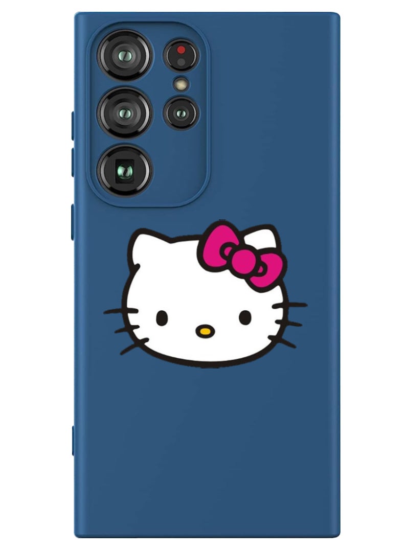 Theodor Protective Slim Fit Case Liquid Silicone Cover with Full Body Protection Anti-Scratch Shockproof Case For Samsung Galaxy S24 Ultra (Blue) - Hello Kitty - Image 1