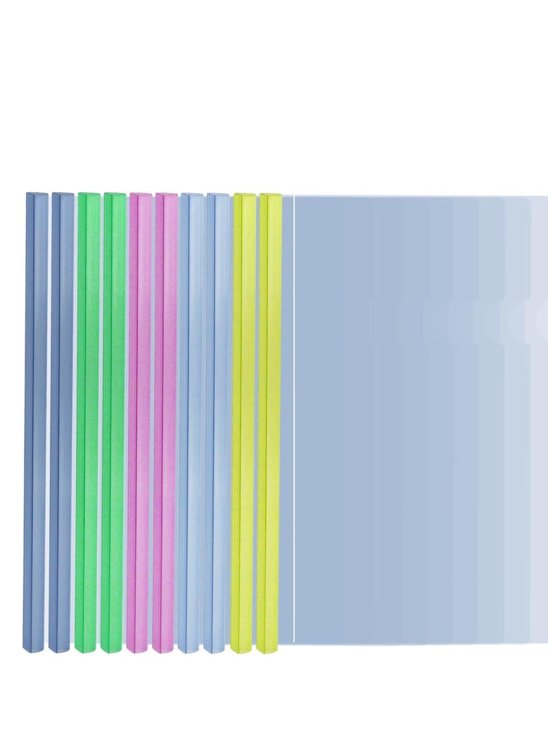 Terabyte Clear Report Covers A4 Size with Sliding Bars, 15mm Presentation File Folders Binder, 130 Sheet Capacity, for Homework Folder, Presentation Folder, File Folder, 5 Assorted Colors(20 Pack) - Image 1