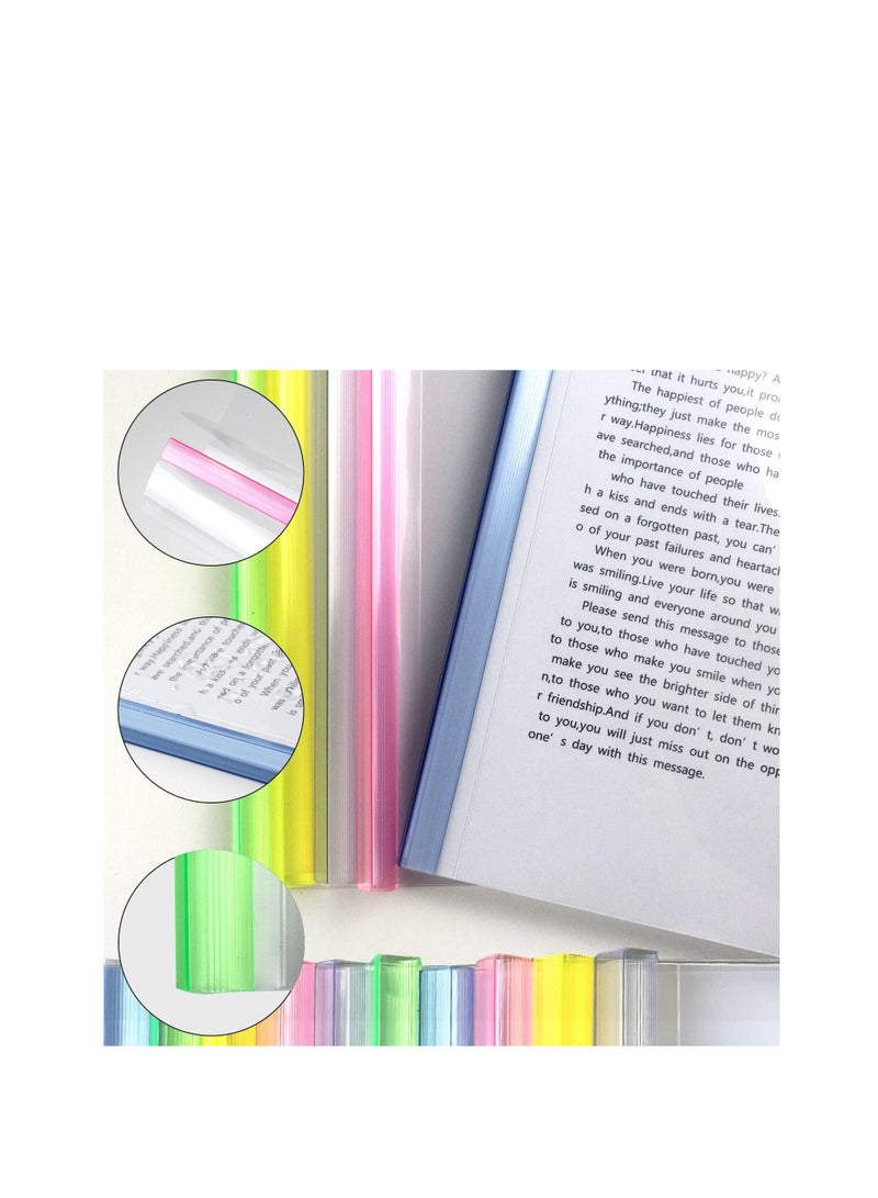 Terabyte Clear Report Covers A4 Size with Sliding Bars, 15mm Presentation File Folders Binder, 130 Sheet Capacity, for Homework Folder, Presentation Folder, File Folder, 5 Assorted Colors(20 Pack) - Image 2