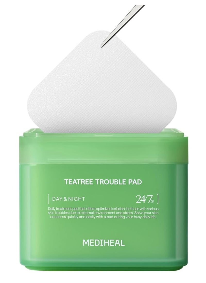 MEDIHEAL - Mediheal Teatree Trouble Pad | Square Cotton Facial Toner Pads With Tea Tree & Lactobacillus | Soothing Pads To Calm Sensitive & Acne Prone Skin-| Vegan Face Gauze Pads | 100 Pads - Image 1