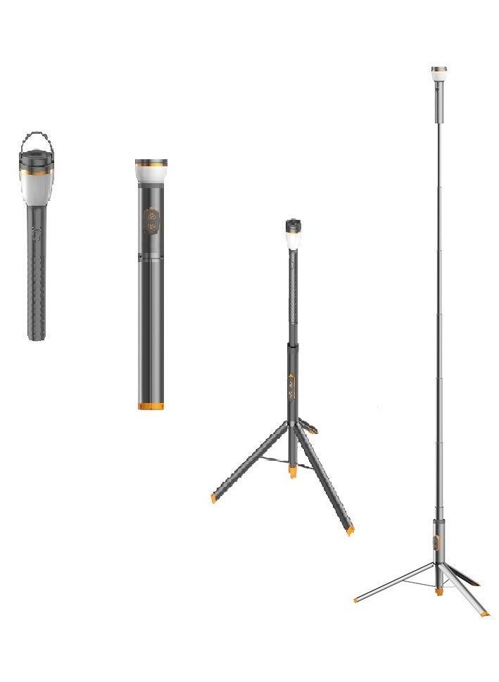 مصباح يدوي ZPD-AX-S6 + ضوء خيمة بجهاز تحكم عن بعد 2 في 1: قابل للسحب، قابل للطي، قابل للتعليق، مغناطيسي، 3000 مللي أمبير في الساعة، ارتفاع 1.92 متر، وقت عمل من 4 إلى 20 ساعة - Image 1