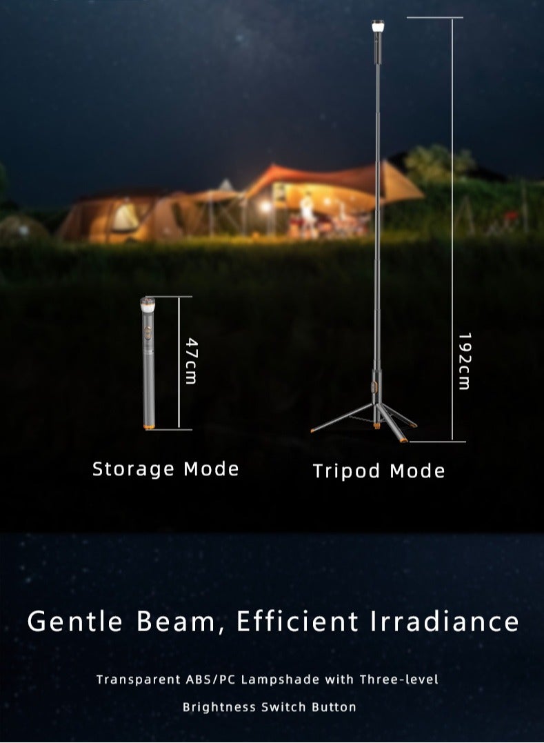 مصباح يدوي ZPD-AX-S6 + ضوء خيمة بجهاز تحكم عن بعد 2 في 1: قابل للسحب، قابل للطي، قابل للتعليق، مغناطيسي، 3000 مللي أمبير في الساعة، ارتفاع 1.92 متر، وقت عمل من 4 إلى 20 ساعة - Image 3