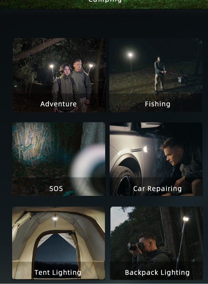 مصباح يدوي ZPD-AX-S6 + ضوء خيمة بجهاز تحكم عن بعد 2 في 1: قابل للسحب، قابل للطي، قابل للتعليق، مغناطيسي، 3000 مللي أمبير في الساعة، ارتفاع 1.92 متر، وقت عمل من 4 إلى 20 ساعة - Image 4