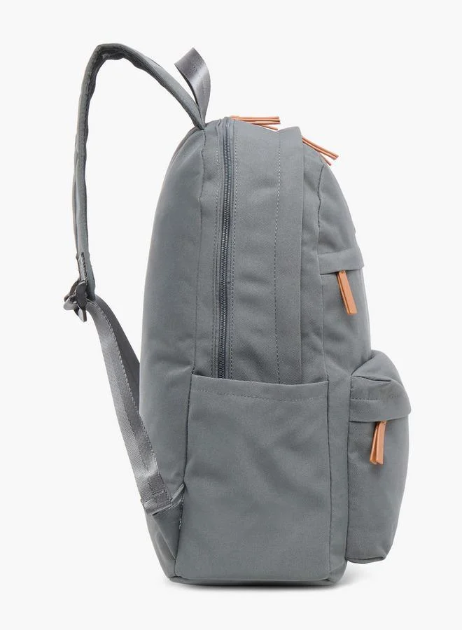 Oaklan By Shoexpress GREY Solid School Backpack With Adjustable Straps - 40X30X15 Cm  | Best Price UAE