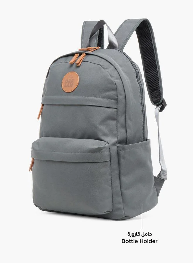 Oaklan By Shoexpress GREY Solid School Backpack With Adjustable Straps - 40X30X15 Cm  | Best Price UAE