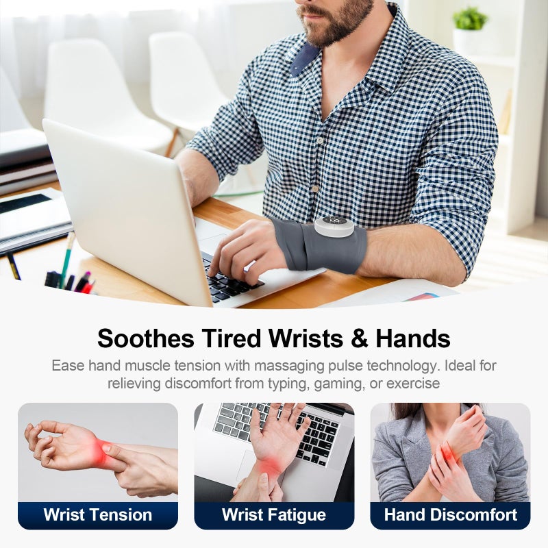 Cozion Cordless Wrist Heating Pad with Pulse Massage, 3-Temperature & 19 Modes for Hand & Wrist Pain Relief, Electric Heat Wrap Soothes Sore Muscles from Typing, Gaming, Sports & Daily Use, Fits Both Hands - Image 2