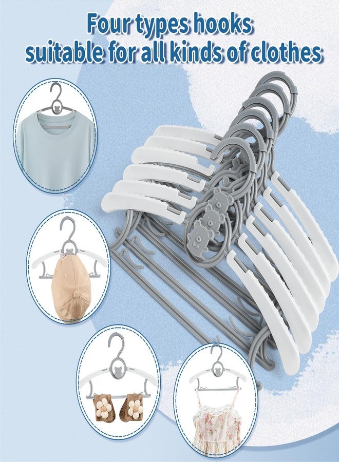 PIGLOG Baby Hangers 100 Pack Extendable Adjustable Kids Hangers, 11-14 Inches Non-Slip Plastic Toddler Hanger for Baby Kid Kids Children Infant Child,Stackable Kid Hangeres for Closet Grey Bear - Image 2